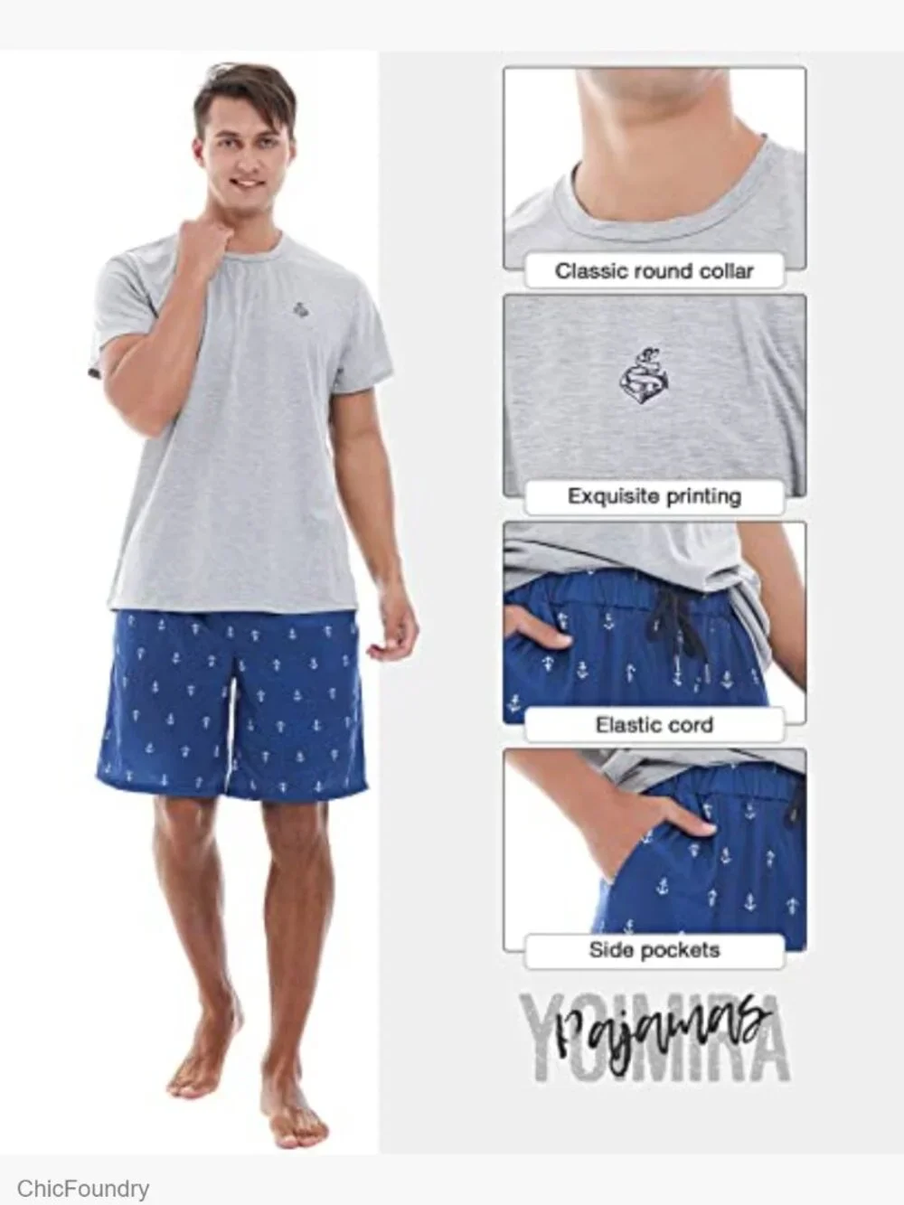 Men's Pajama Set Short or Long Sleeve 2 Piece with Pockets